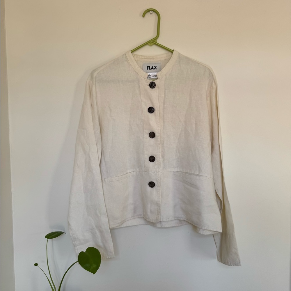 Flax White Button-Up Jacket Classic - image 1